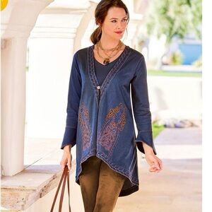 Sundance Blue Denim Embroidered Tunic/coat